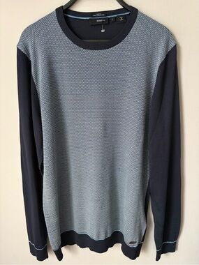HUGO BOSS Slim Fit Silk Cotton Navy Lightweight Sweater